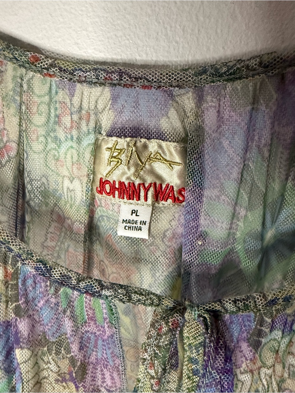Johnny Was Pastel Floral Embroidered Boho Minidress in Lavender, Mint, Pink - Picture 3 of 6